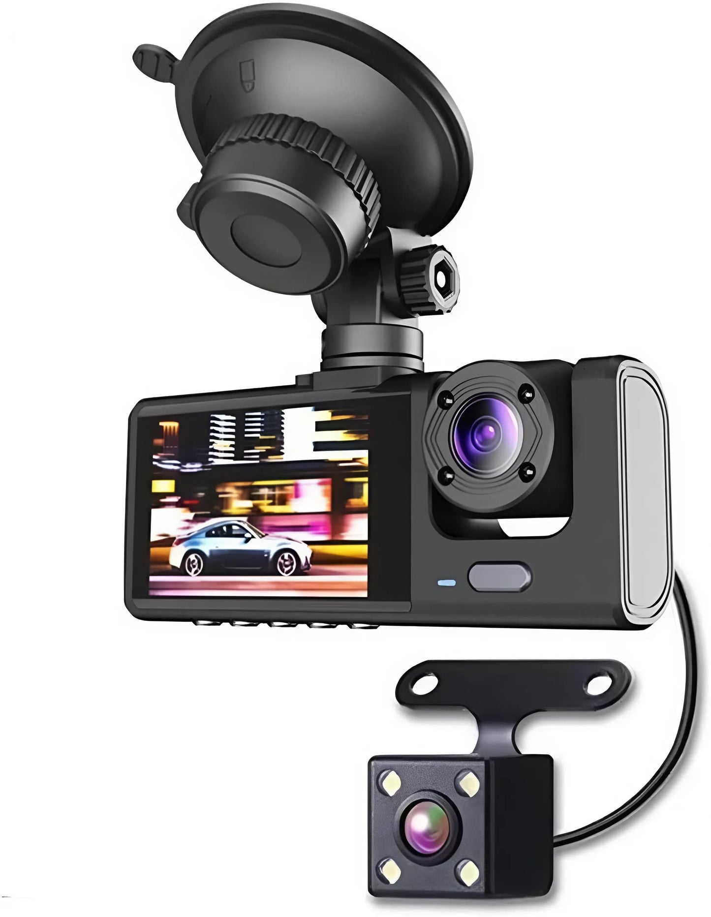 Cámara para vehículo 3 en 1 de 1080p / Frontal, Interior y Trasera GRABADORA DE CONDUCCIÓN