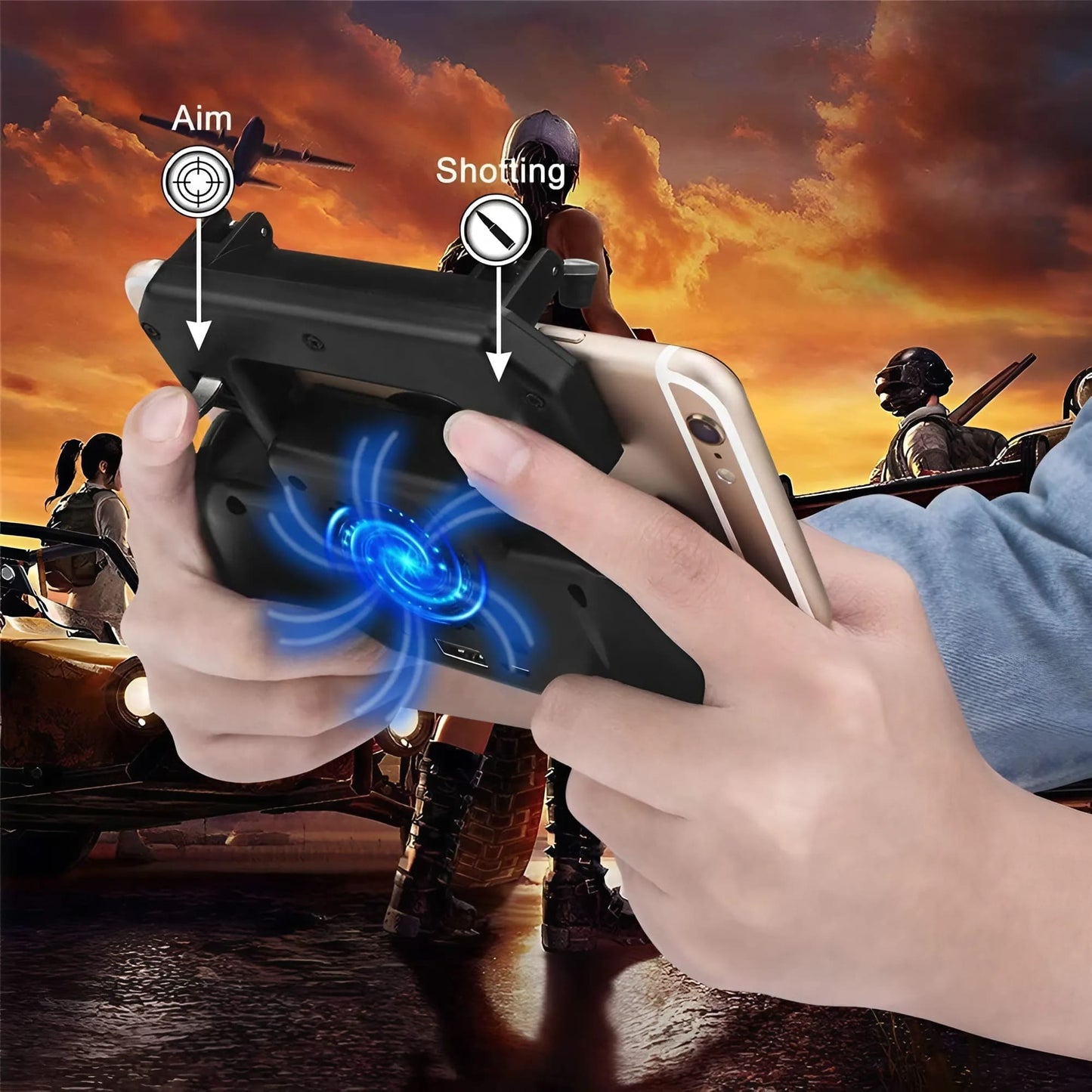 ¡GamePad 4 en 1! Enfría, Dispara, Carga y Soporta tu Celular
