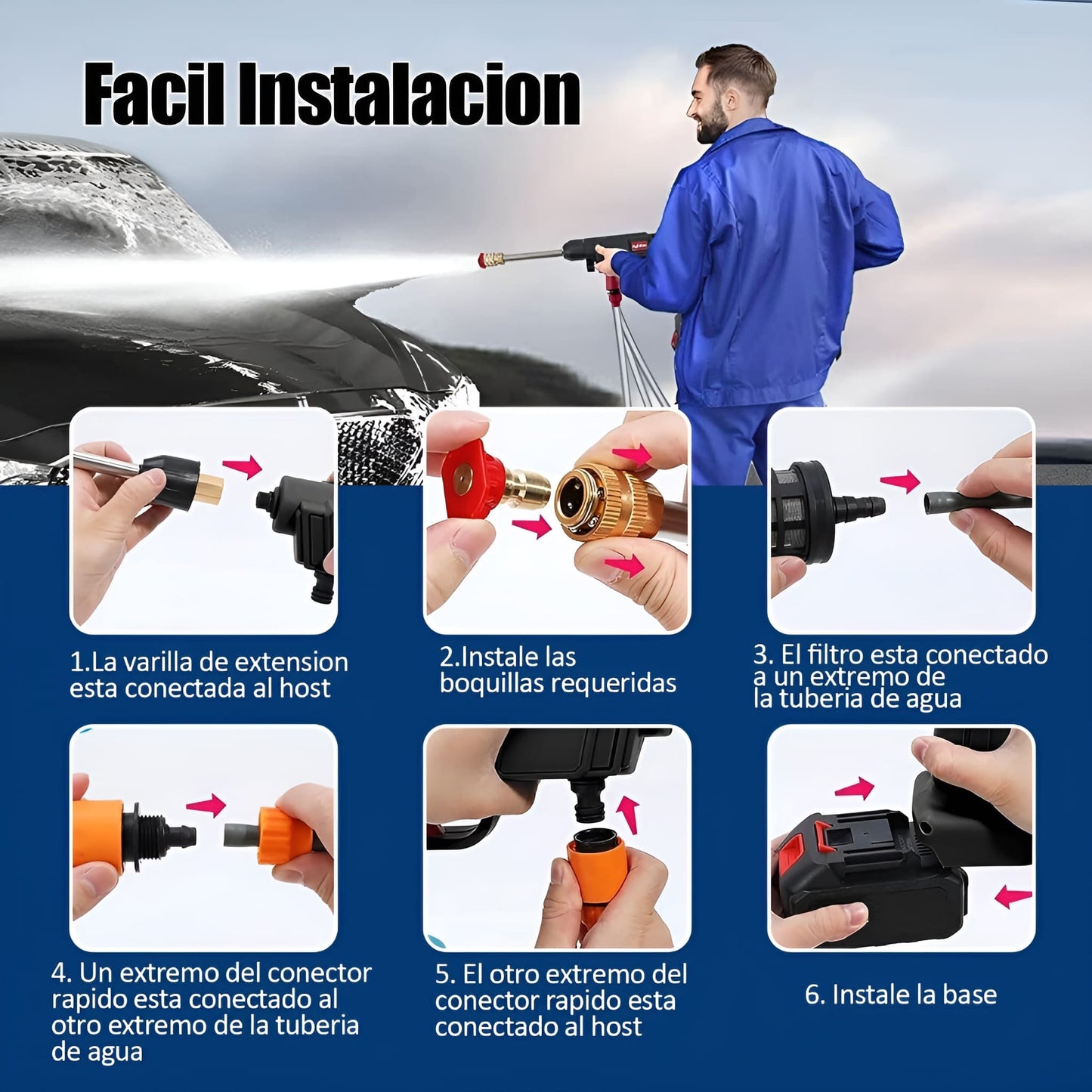 Hidrolavadora Portátil Con Batería de 48W