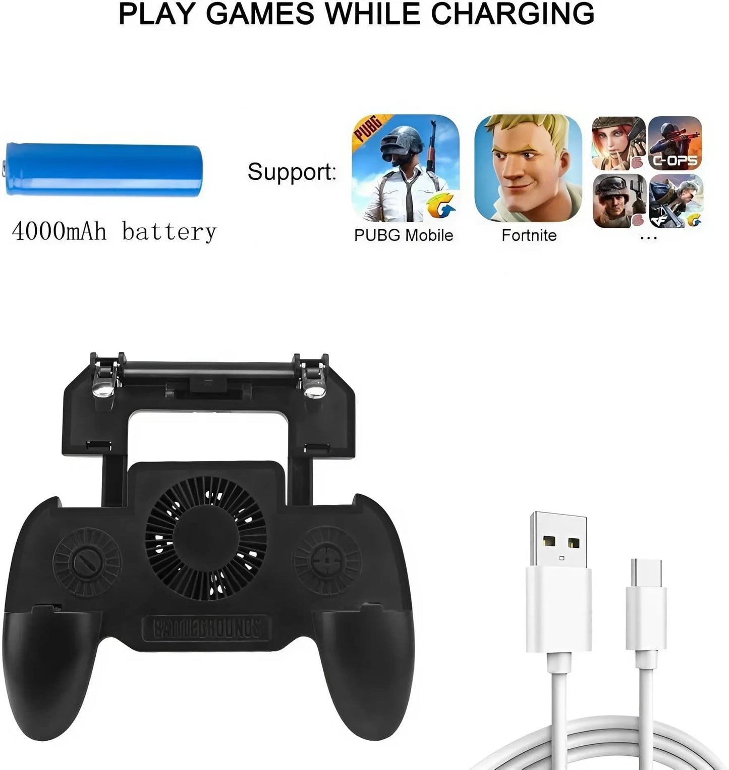 ¡GamePad 4 en 1! Enfría, Dispara, Carga y Soporta tu Celular