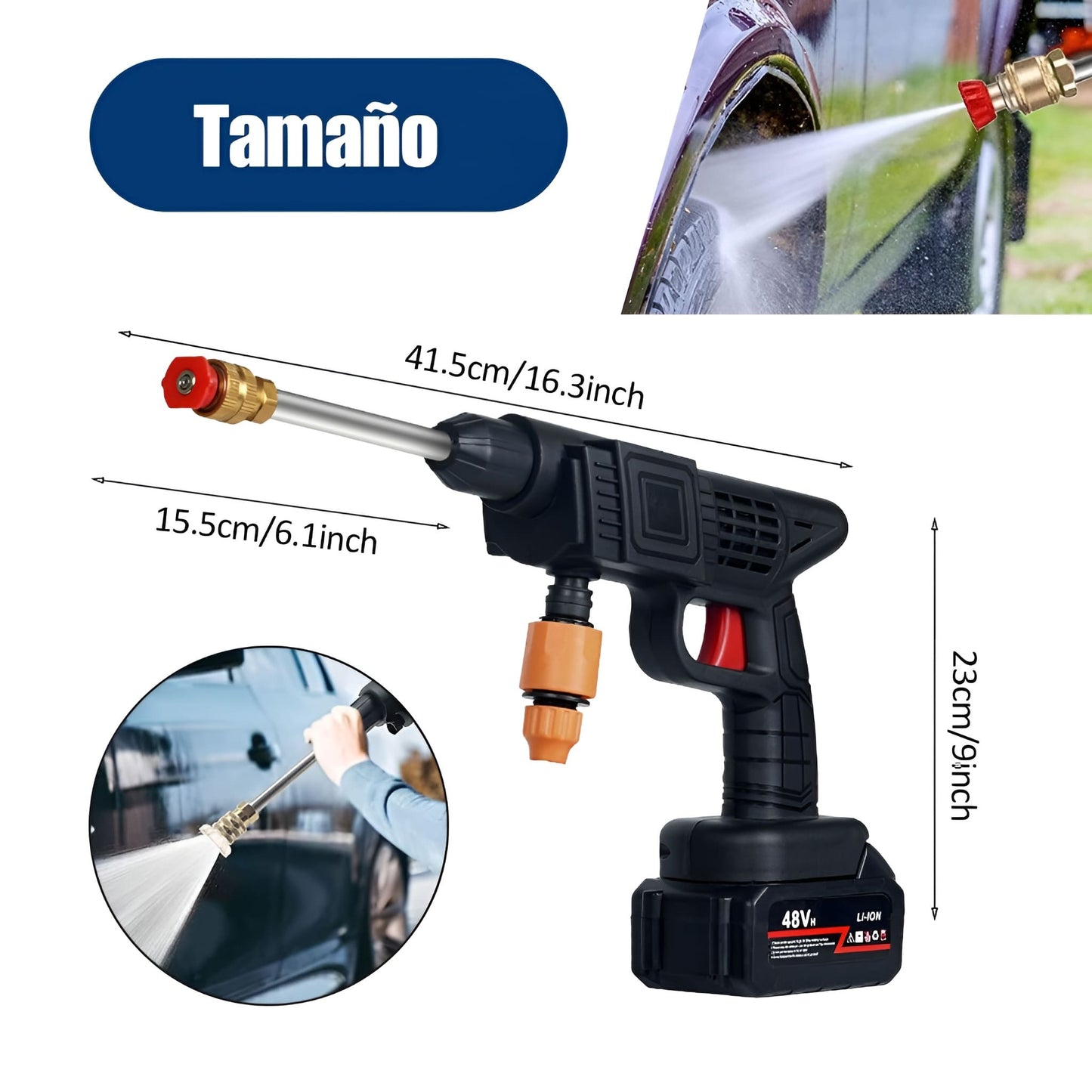 Hidrolavadora Portátil Con Batería de 48W