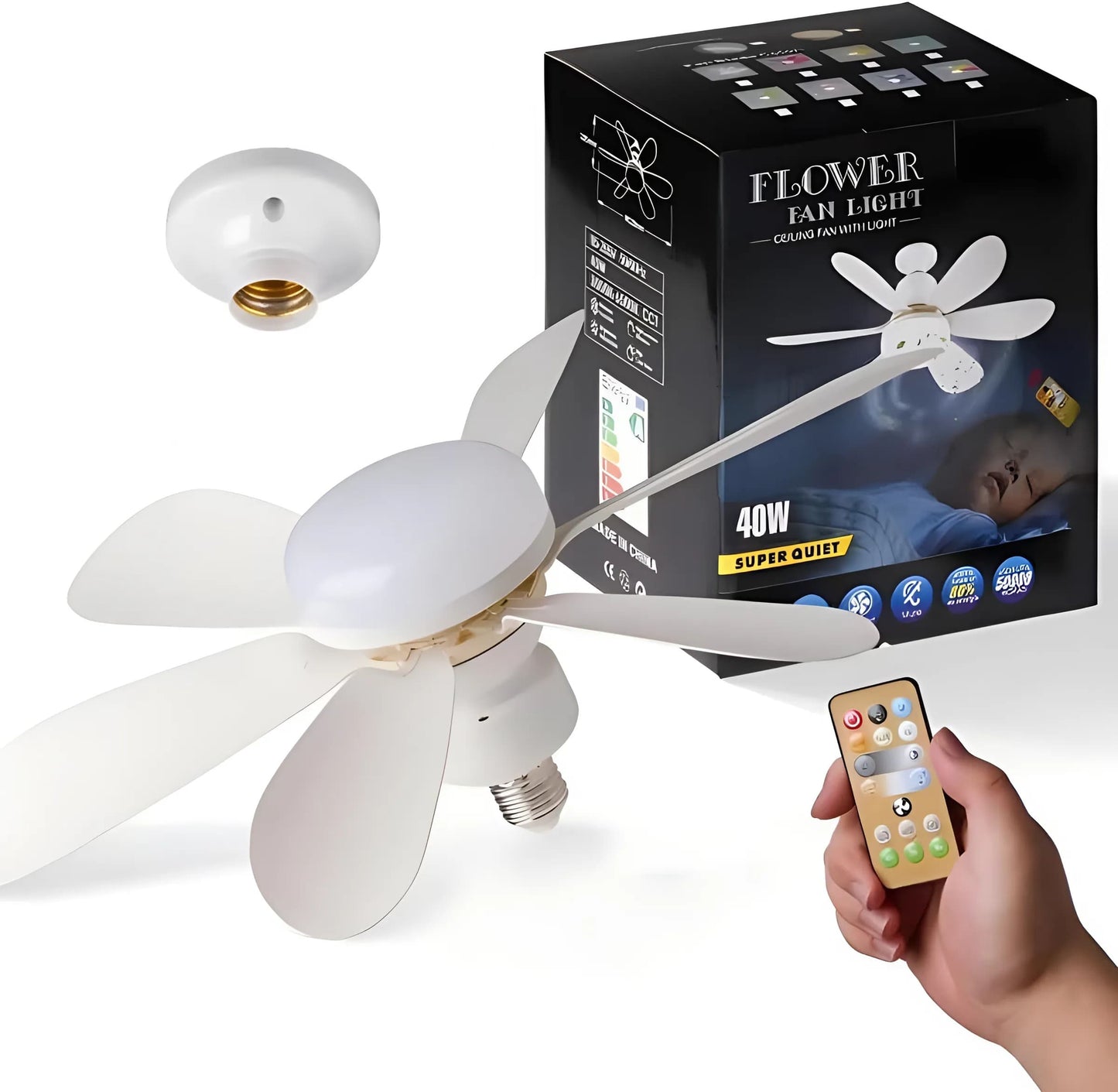 Lámpara Ventilador en Forma de Flor